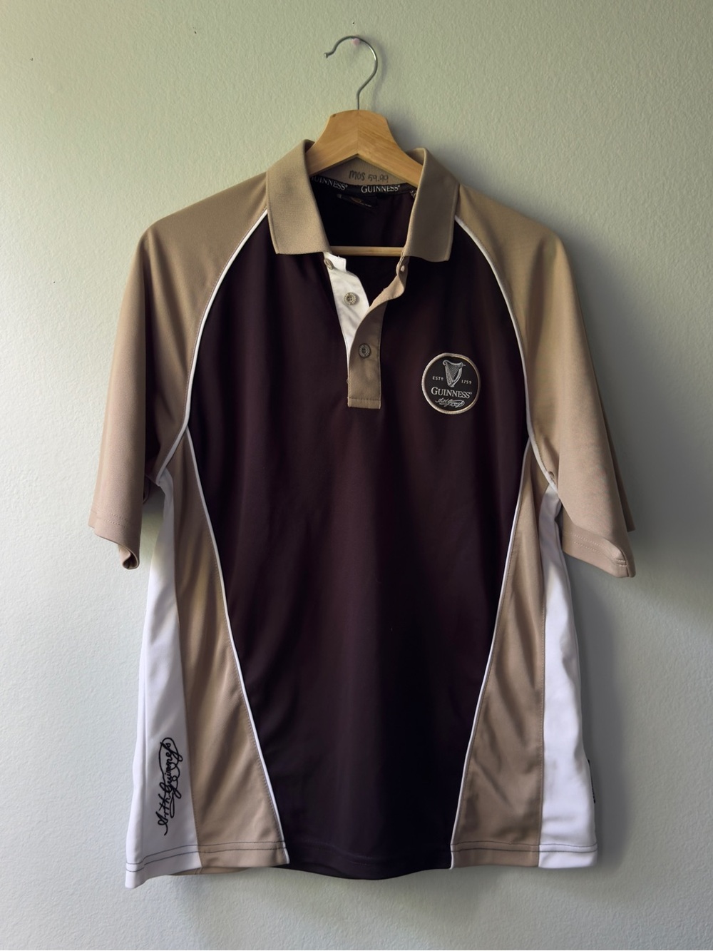 Guinness Brown, Tan & White Colorblock Polo